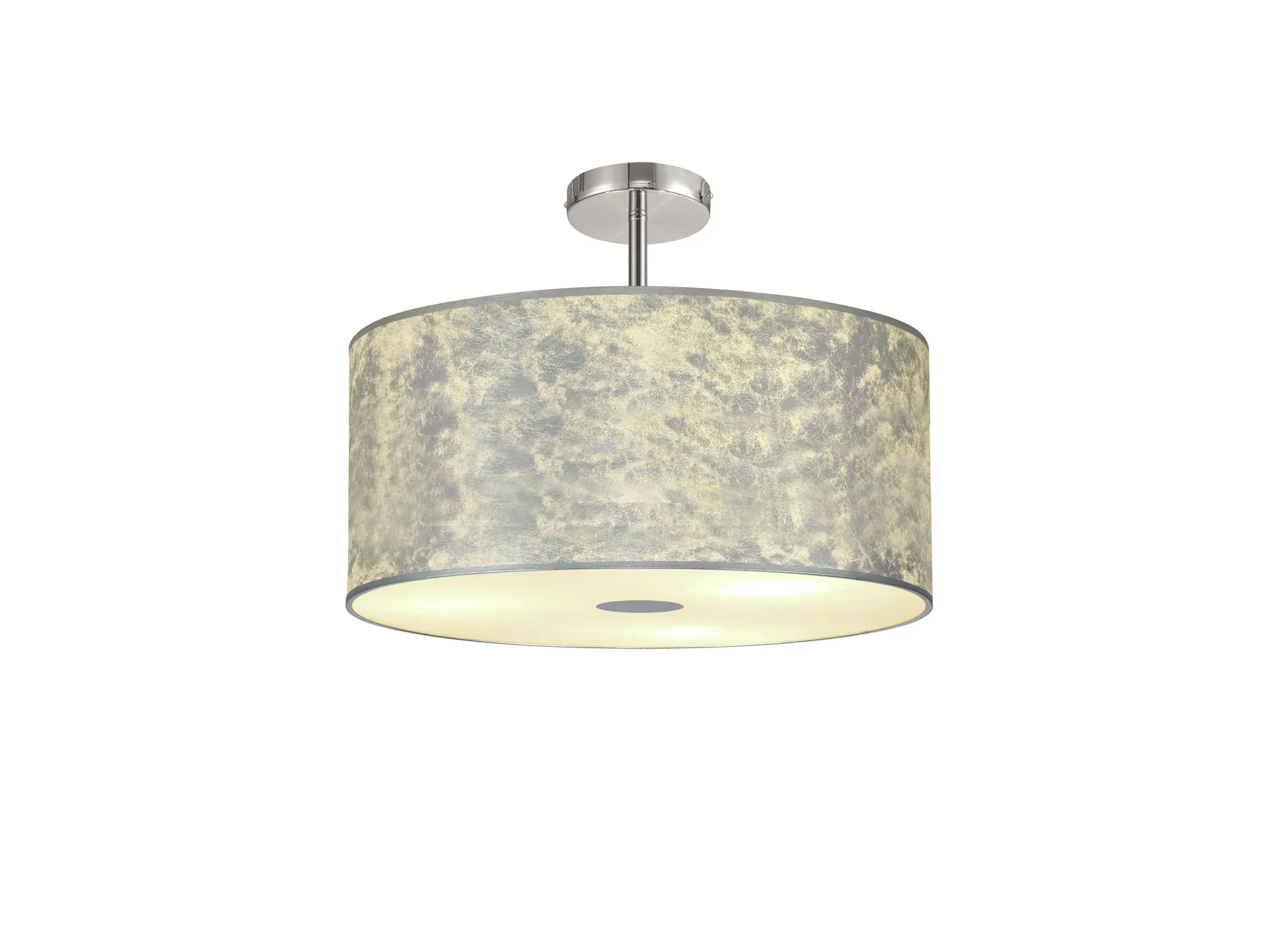 Baymont 50cm, Semi Flush 5 Light Polished Chrome, Silver Leaf, Frosted Diffuser